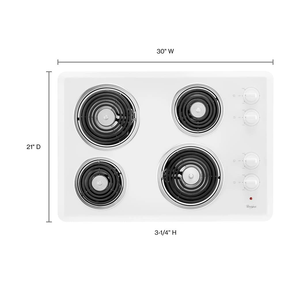Whirlpool 30" Electric Cooktop - White (WCC31430AW)