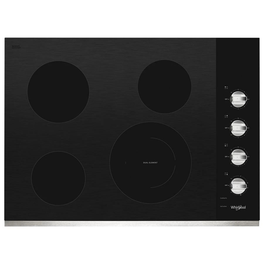 WHIRLPOOL 30-inch Electric Ceramic Glass Cooktop with Dual Radiant Element - Stainless Steel (WCE55US0HS)