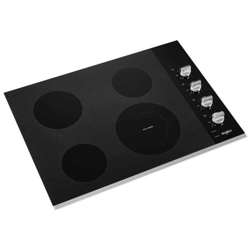 Whirlpool 30-inch Electric Ceramic Glass Cooktop with Dual Radiant Element - Stainless Steel (WCE55US0HS)
