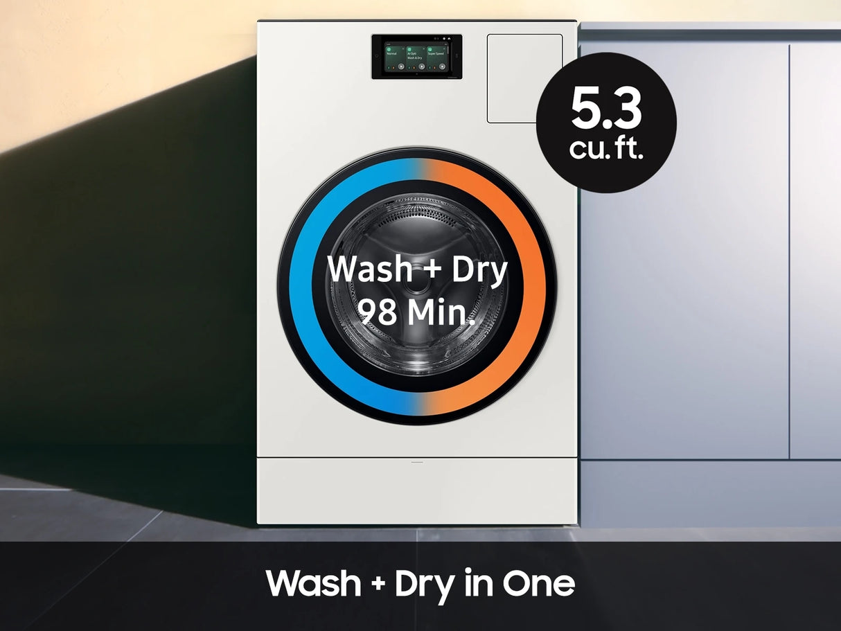 Samsung AI Home 7" LCD Display | AI OptiWash™ and Dry | 5.3 cu.ft. - Ivory (WD53DBA900HYA1)