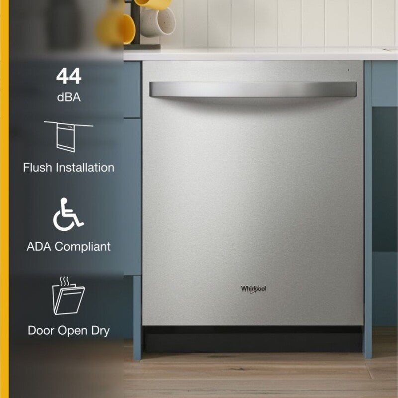 Whirlpool 44 dBA ADA Compliant Dishwasher Flush with Cabinets with 3rd Rack - Fingerprint Resistant Stainless Steel (WDT550SAPZ)