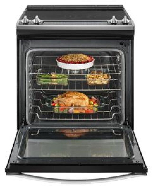 Whirlpool 6.4 Cu. Ft. Slide-In Electric Range with True Convection - Black-on-Stainless (WEE745H0FS)