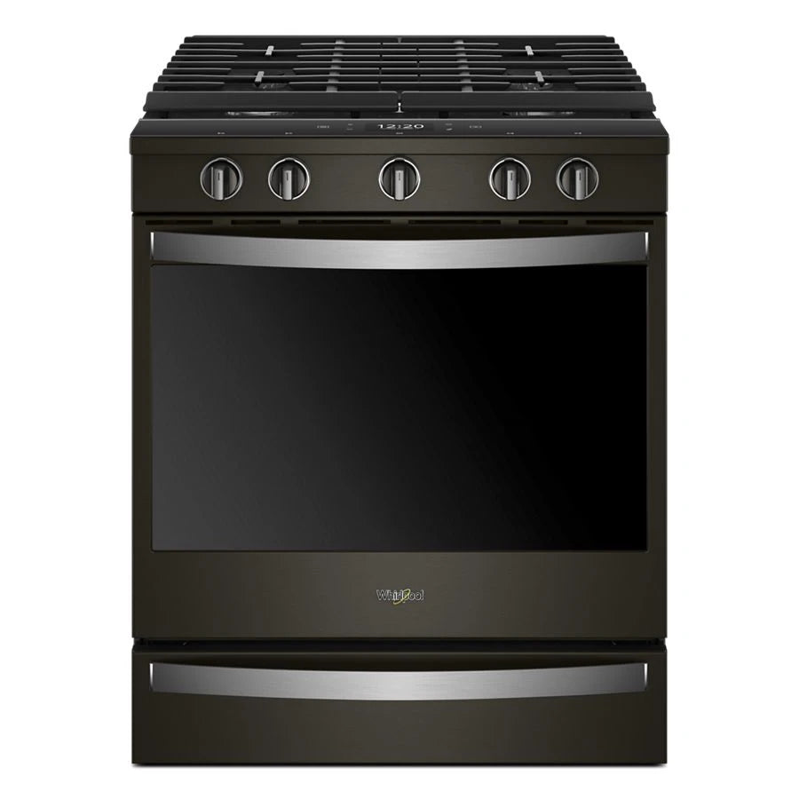 Whirlpool 5.8 Cu. Ft. Smart Slide-in Gas Range With Air Fry, When Connected - Black Stainless (WEG750H0HV)