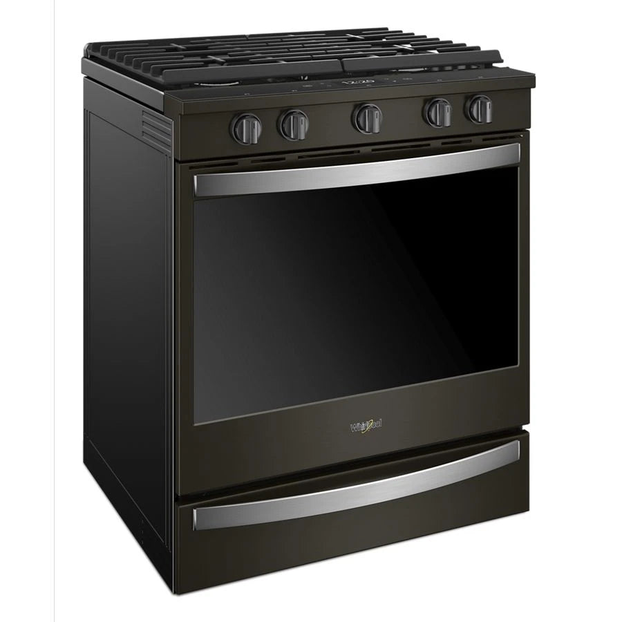 Whirlpool 5.8 Cu. Ft. Smart Slide-in Gas Range With Air Fry, When Connected - Black Stainless (WEG750H0HV)