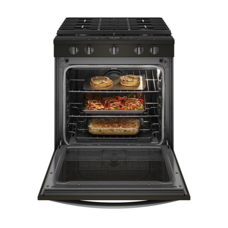 Whirlpool 5.8 cu. ft. Smart Slide-in Gas Range with Air Fry, when Connected - Black Stainless (WEG750H0HV)