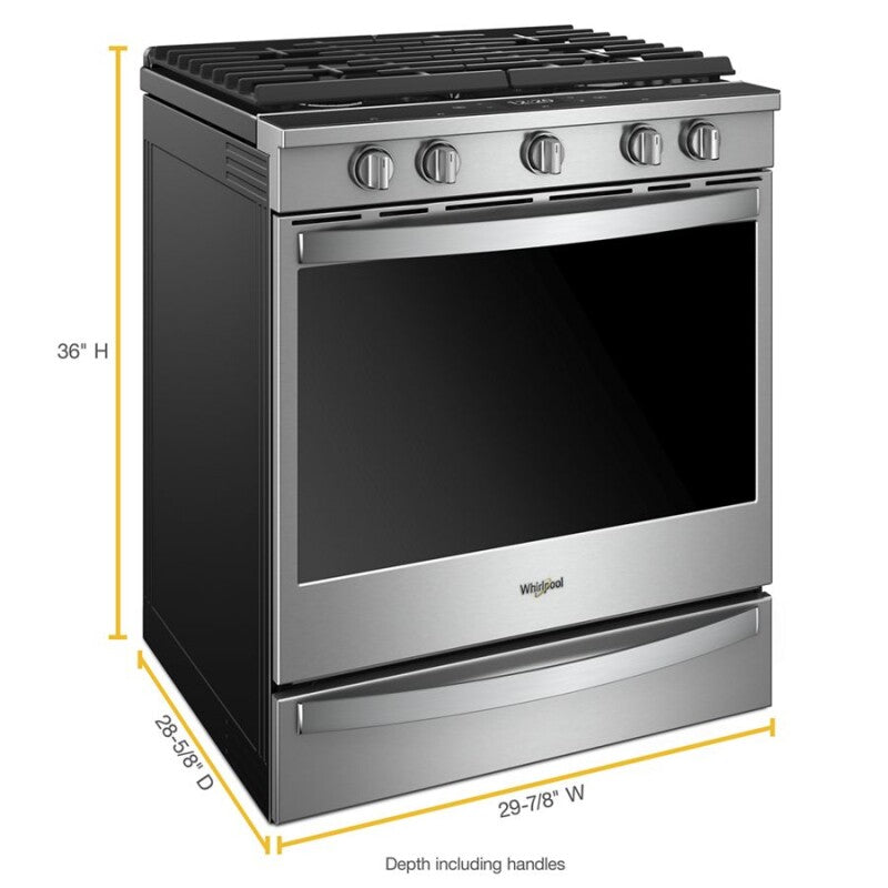 Whirlpool 5.8 cu. ft. Smart Slide-in Gas Range with Air Fry, when Connected - Fingerprint Resistant Stainless Steel (WEG750H0HZ)