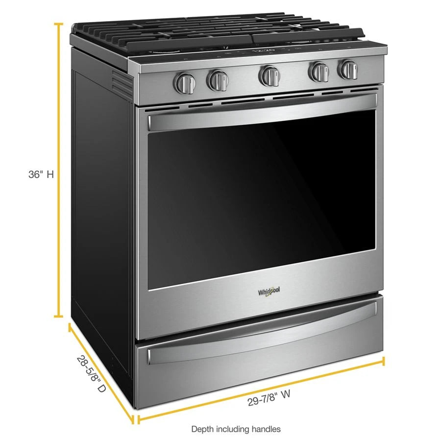 Whirlpool 5.8 Cu. Ft. Smart Slide-in Gas Range With Air Fry, When Connected - Fingerprint Resistant Stainless Steel (WEG750H0HZ)