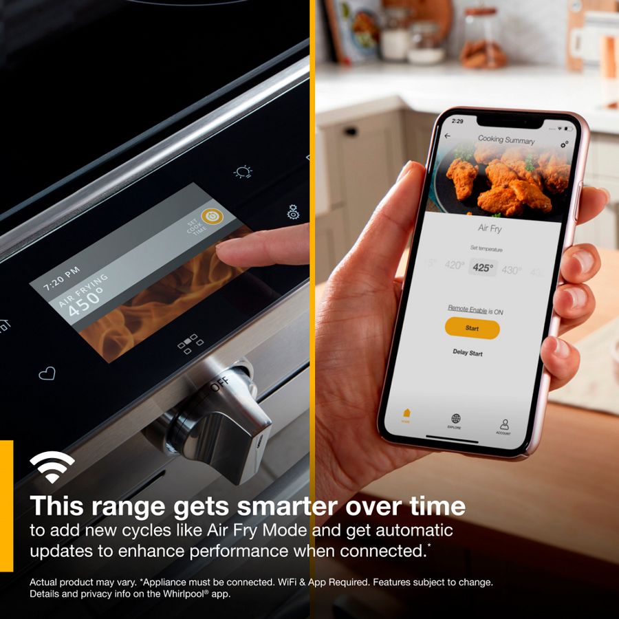 Whirlpool 5.8 cu. ft. Smart Slide-in Gas Range with Air Fry, when Connected - Fingerprint Resistant Stainless Steel (WEG750H0HZ)