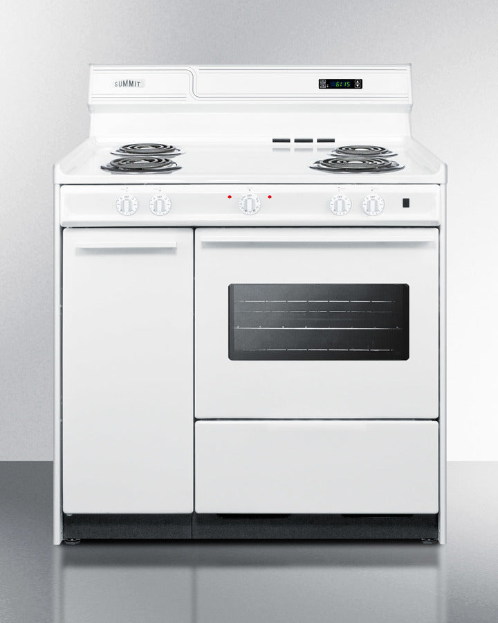 SUMMIT 36" Wide Electric Coil Top Range - White (WEM430KW)