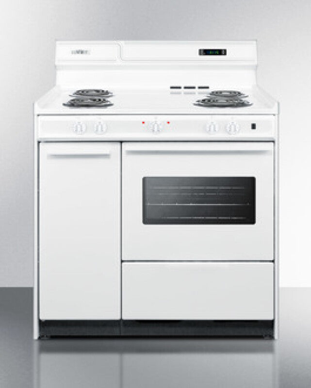 SUMMIT 36" Wide Electric Coil Top Range - White (WEM430KW)