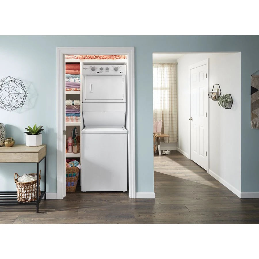 Whirlpool 3.5 cu.ft Electric Stacked Laundry Center 9 Wash cycles and AutoDry™ - White (WET4027HW)