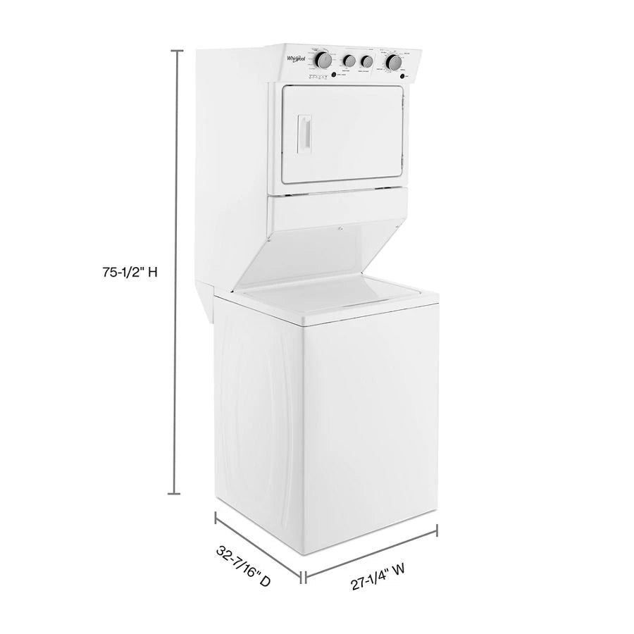 Whirlpool 3.5 cu.ft Electric Stacked Laundry Center 9 Wash cycles and AutoDry™ - White (WET4027HW)