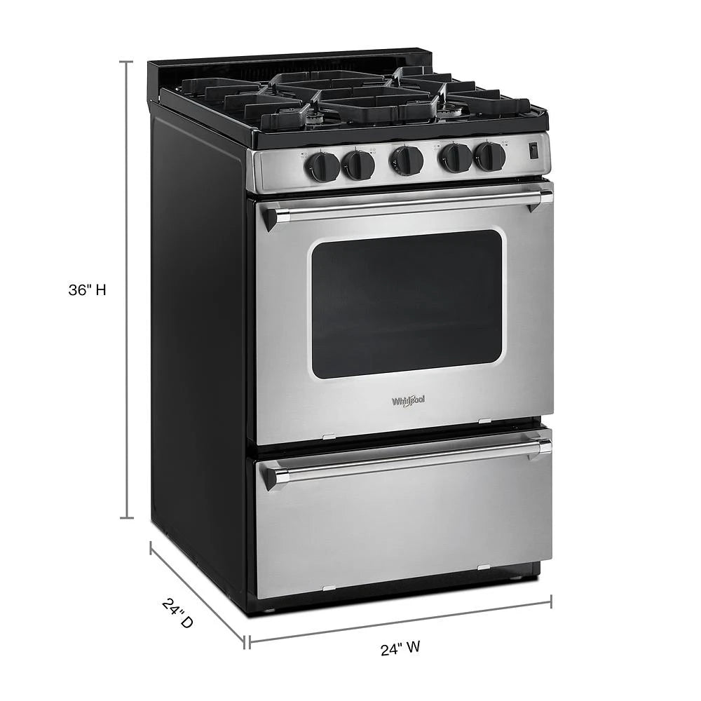 WHIRLPOOL 24-inch Freestanding Gas Range with Sealed Burners - Stainless Steel (WFG500M4HS)