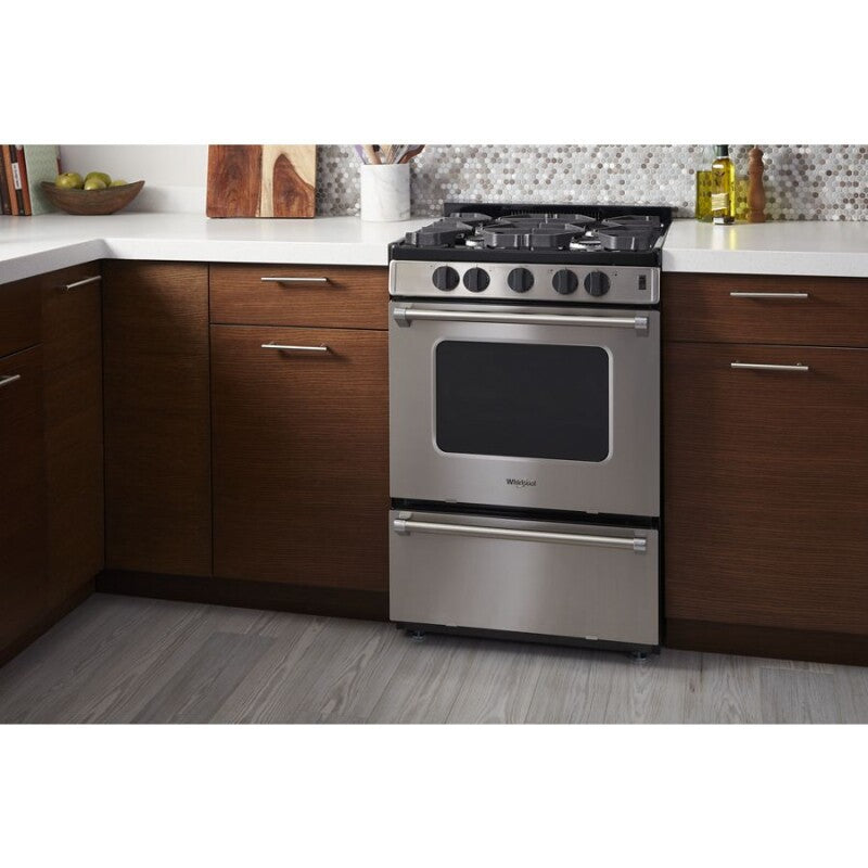 Whirlpool 24-inch Freestanding Gas Range with Sealed Burners - Stainless Steel (WFG500M4HS)
