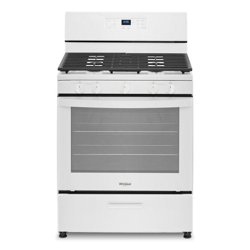 WHIRLPOOL 5.1 Cu. Ft. Freestanding Gas Range with Edge to Edge Cooktop - White (WFG505M0MW)