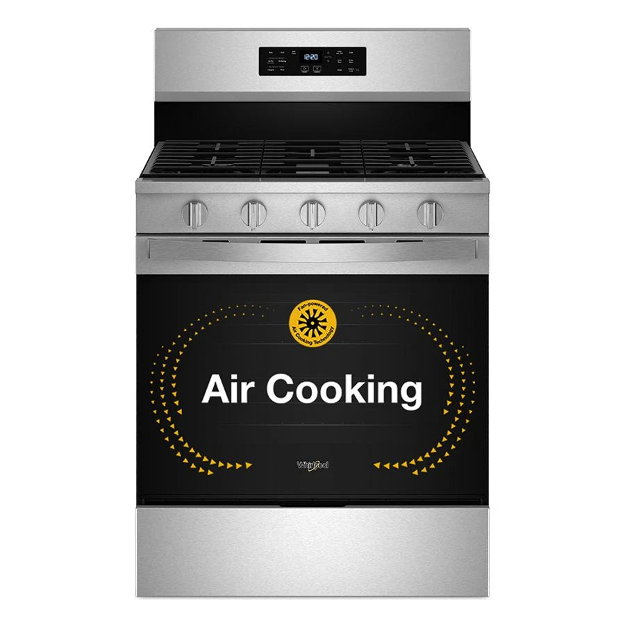 Whirlpool 30-inch Gas Range with Air Cooking Technology, No Preheat Air Fry and Air Baking and Self Clean - Fingerprint Resistant Stainless Steel (WFGS5030RZ)
