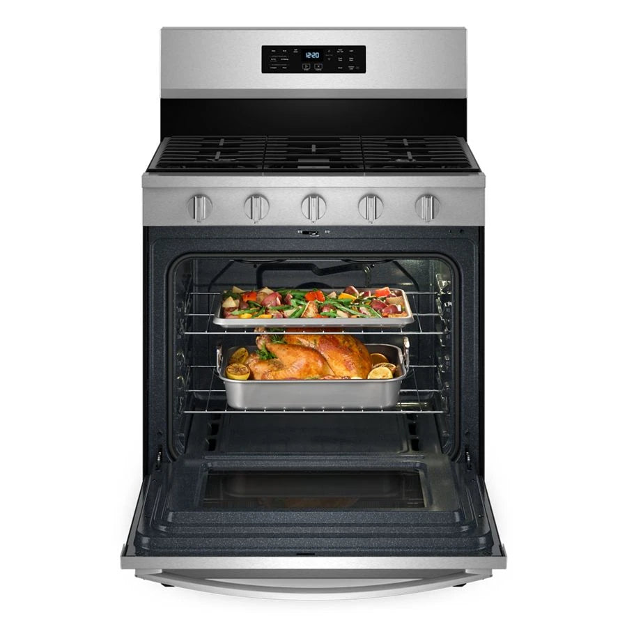 WHIRLPOOL 30-inch Gas Range with Air Cooking Technology, No Preheat Air Fry and Air Baking and Self Clean - Fingerprint Resistant Stainless Steel (WFGS5030RZ)