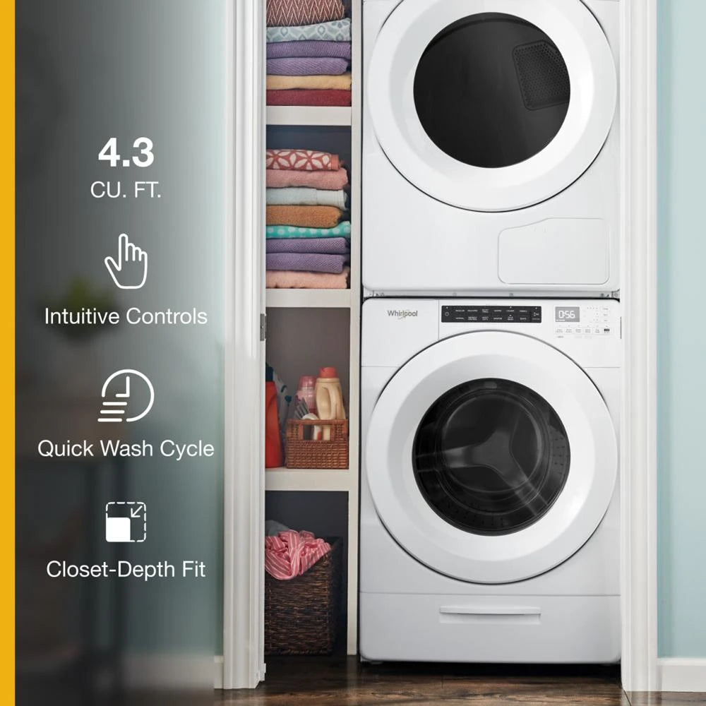 Whirlpool 4.3 cu. ft. Closet-Depth Front Load Washer with Intuitive Controls - White (WFW560CHW)