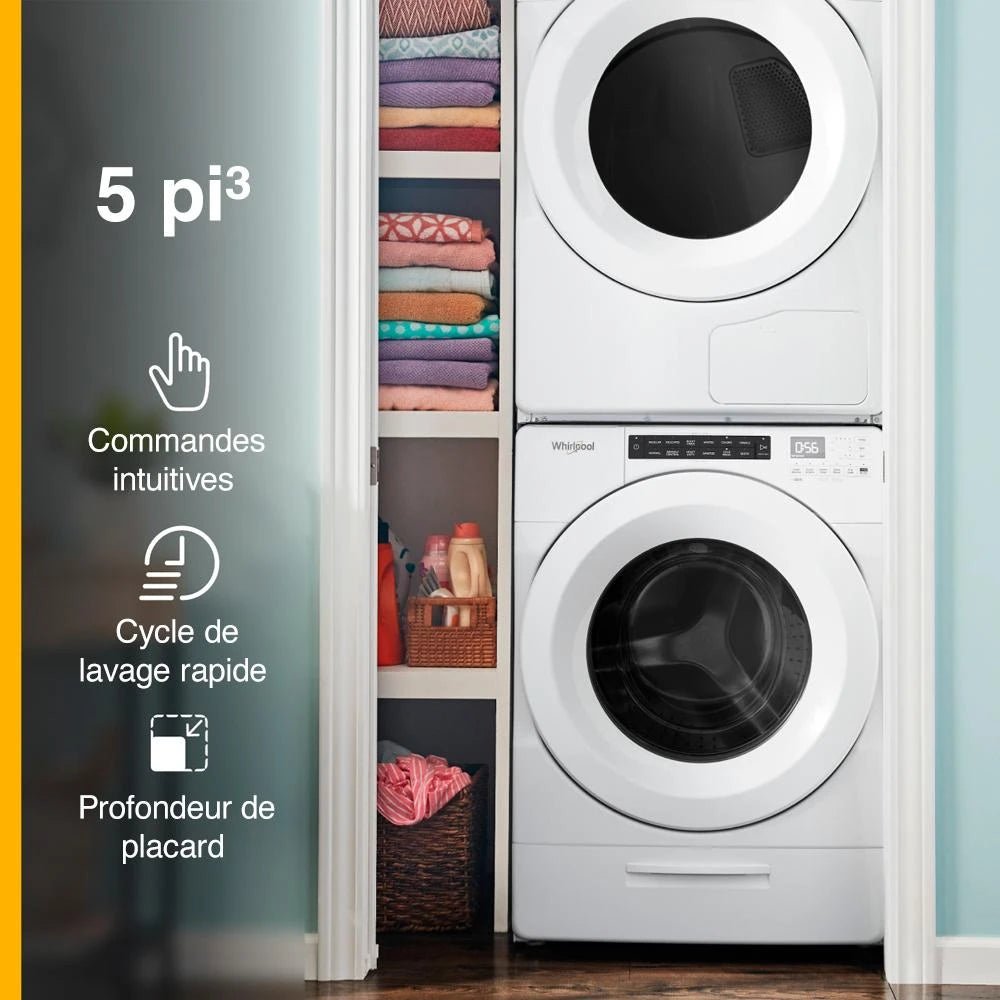 WHIRLPOOL 4.3 cu. ft. Closet-Depth Front Load Washer with Intuitive Controls - White (WFW560CHW)