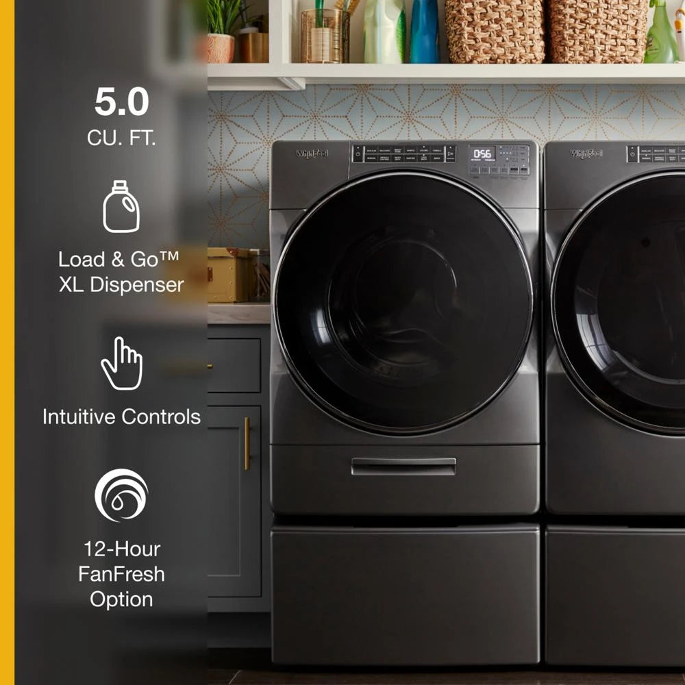WHIRLPOOL 5.0 cu. ft. Front Load Washer with Load & Go™ XL Dispenser - Chrome Shadow (WFW8620HC)