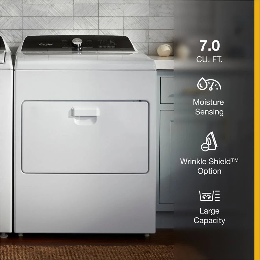 WHIRLPOOL 7.0 Cu. Ft. Top Load Gas Moisture Sensing Dryer - White (WGD5010LW)