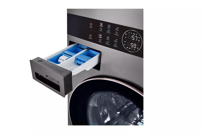 LG Single Unit Front Load LG WashTower™ with Center Control™ 4.5 cu. ft. Washer and 7.4 cu. ft. Gas Dryer - Graphite Steel (WKG101HVA)