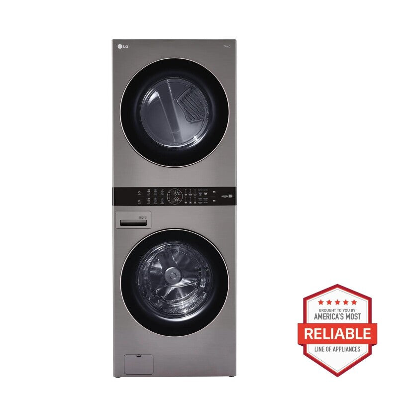 LG Single Unit Front Load Washtower™ With Center Control™ 4.5 Cu. Ft. Washer And 7.4 Cu. Ft. Gas Dryer - Graphite Steel (WKG101HVA)
