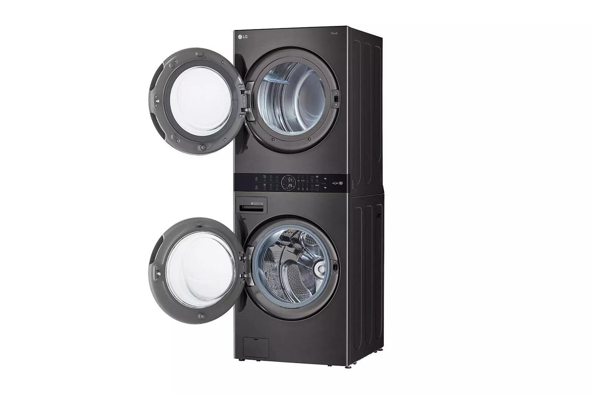 LG Single Unit Front Load LG WashTower™ with Center Control™ 4.5 cu. ft. Washer and 7.4 cu. ft. Gas Dryer - Black (WKGX201HBA)