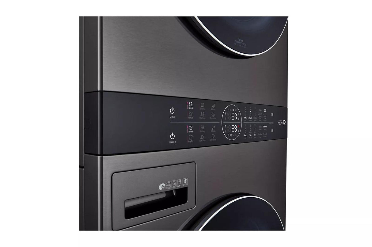 LG Single Unit Front Load LG WashTower™ with Center Control™ 4.5 cu. ft. Washer and 7.4 cu. ft. Gas Dryer - Black (WKGX201HBA)