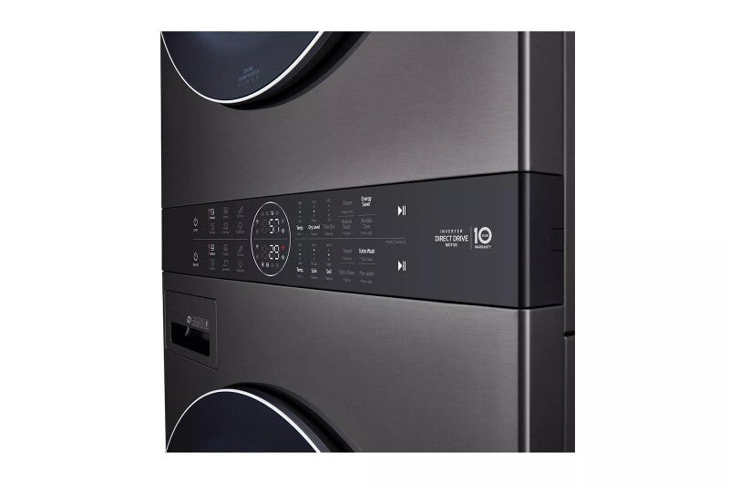 LG Single Unit Front Load LG WashTower™ with Center Control™ 4.5 cu. ft. Washer and 7.4 cu. ft. Gas Dryer - Black (WKGX201HBA)