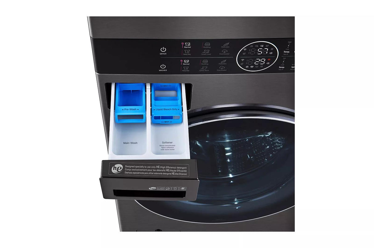 LG Single Unit Front Load LG WashTower™ with Center Control™ 4.5 cu. ft. Washer and 7.4 cu. ft. Gas Dryer - Black (WKGX201HBA)