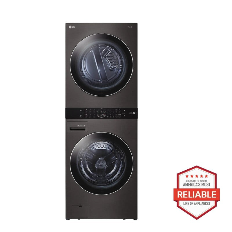 LG Single Unit Front Load LG WashTower™ with Center Control™ 4.5 cu. ft. Washer and 7.4 cu. ft. Gas Dryer - Black (WKGX201HBA)