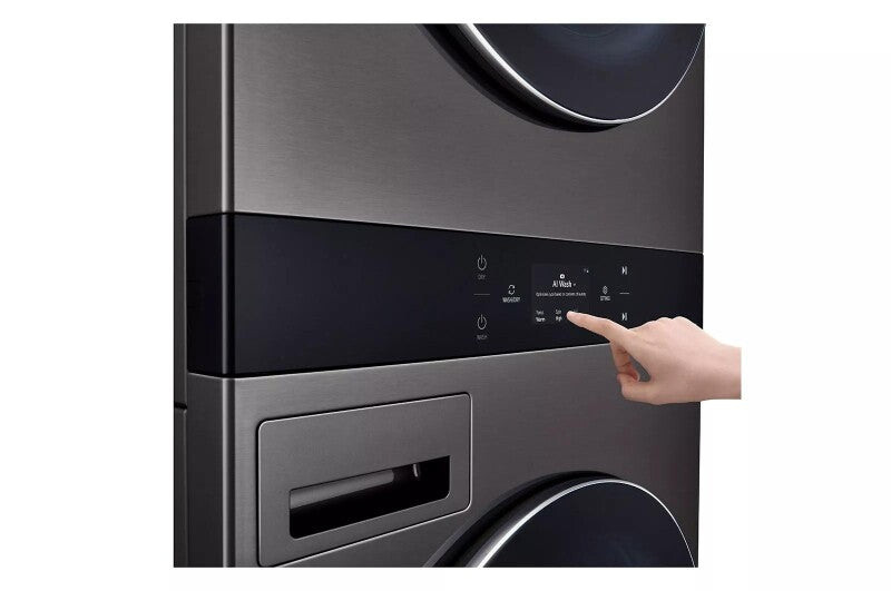 LG Single Unit Front Load Washtower™ With Center Control® 5.0 Cu. Ft. Washer & 7.4 Cu. Ft. Gas Dryer - Black Steel (WKGX301HBA)