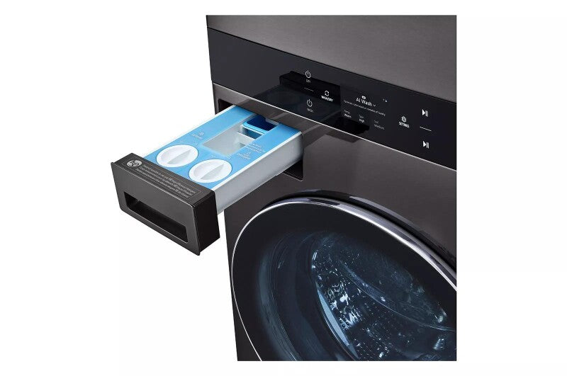 LG Single Unit Front Load Washtower™ With Center Control® 5.0 Cu. Ft. Washer & 7.4 Cu. Ft. Gas Dryer - Black Steel (WKGX301HBA)