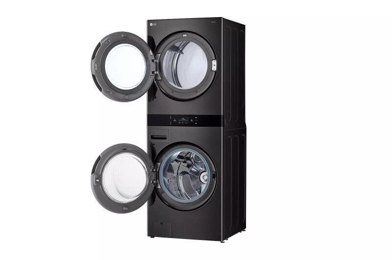 LG Single Unit Front Load LG WashTower™ with Center Control® 5.0 cu.ft. Washer & 7.4 cu.ft. Gas Dryer - Black (WKGX301HBA)