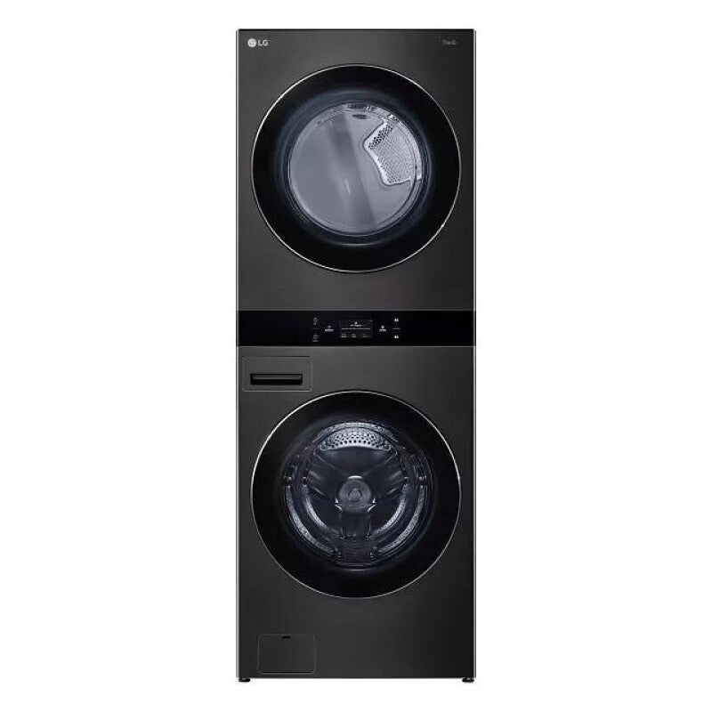 LG Single Unit Front Load Washtower™ With Center Control® 5.0 Cu. Ft. Washer & 7.4 Cu. Ft. Gas Dryer - Black Steel (WKGX301HBA)