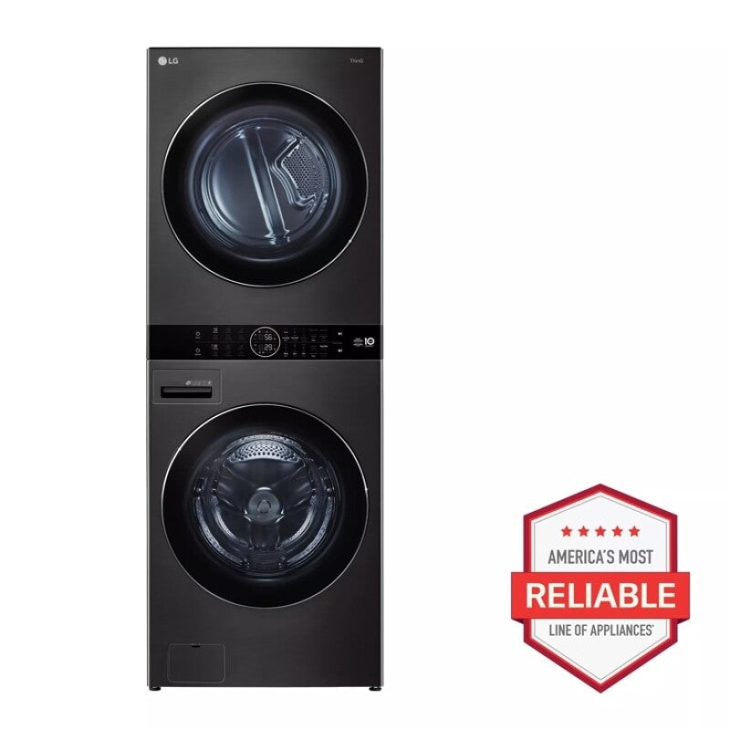 LG LG WashTower™ Single Unit Front Load 4.5 cu. ft. Washer and 7.2 cu. ft. Heat Pump Ventless Dryer - Black (WKHC202HBA)