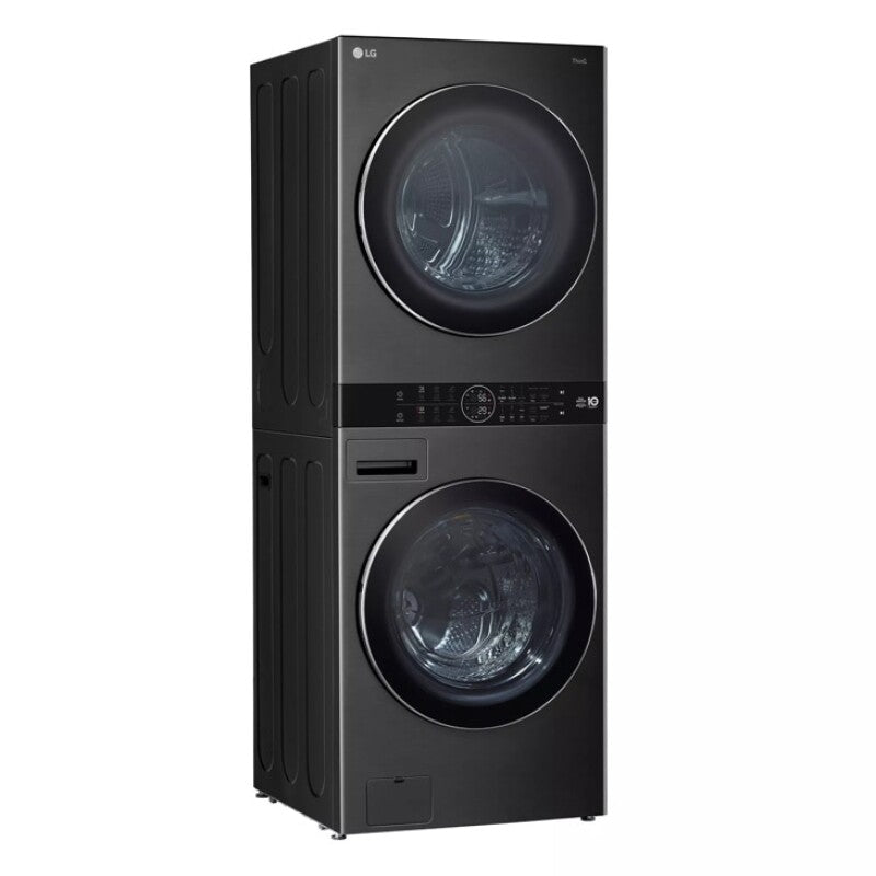 LG Single Unit Washtower™ With Center Control™ 5.0 Cu. Ft. Front Load Washer And 7.8 Cu. Ft. Electric Ventless Heat Pump Dryer - Black Steel (WKHC252HBA)