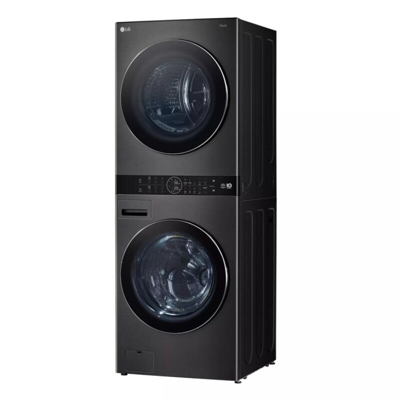 LG Single Unit Washtower™ With Center Control™ 5.0 Cu. Ft. Front Load Washer And 7.8 Cu. Ft. Electric Ventless Heat Pump Dryer - Black Steel (WKHC252HBA)