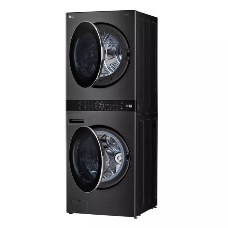 LG Single Unit Washtower™ With Center Control™ 5.0 Cu. Ft. Front Load Washer And 7.8 Cu. Ft. Electric Ventless Heat Pump Dryer - Black Steel (WKHC252HBA)