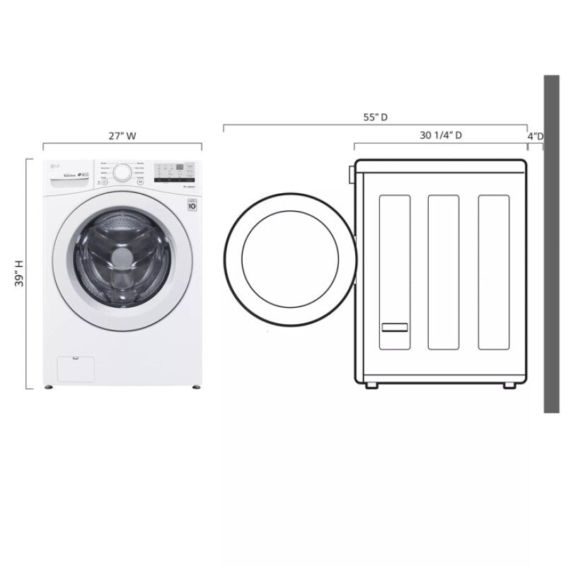 LG 4.5 Cu. Ft. Ultra Large Front Load Washer - White (WM3400CW)