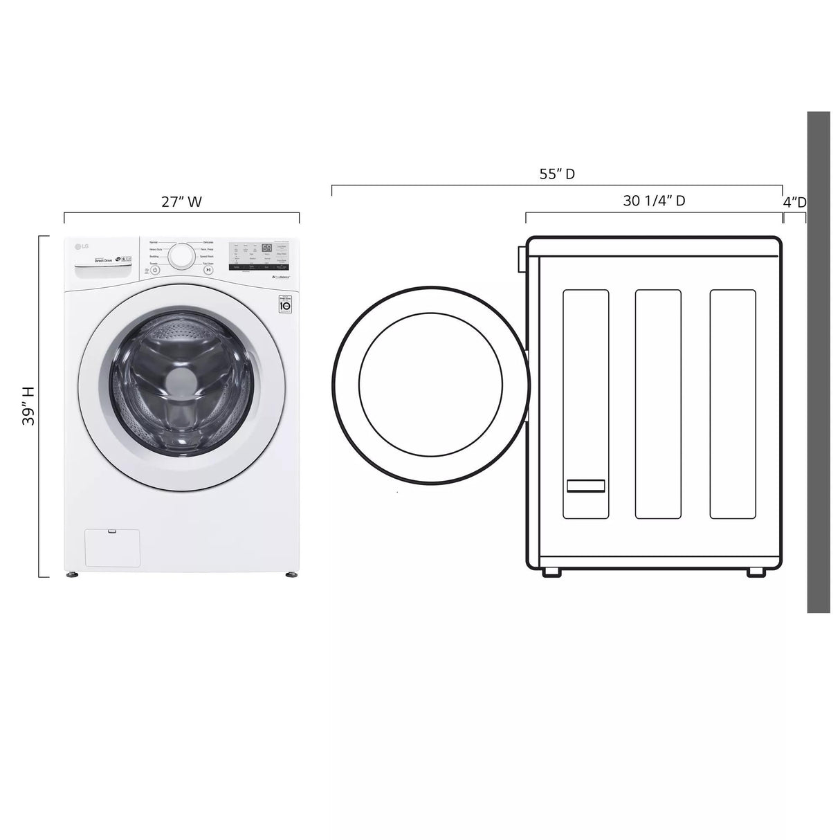 LG 4.5 cu. ft. Ultra Large Front Load Washer - White (WM3400CW)