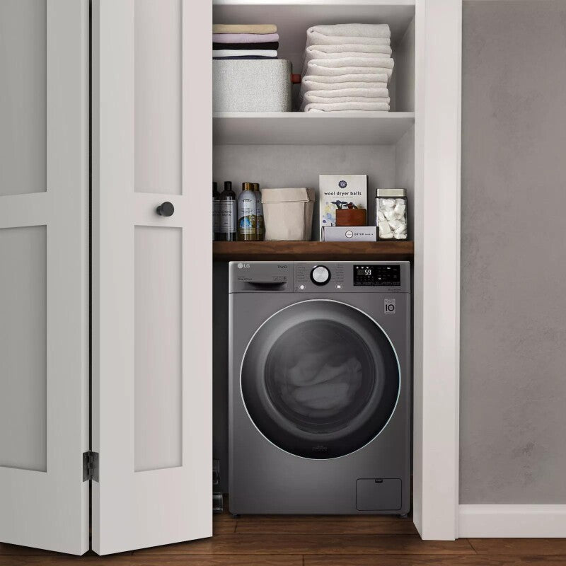 LG 2.4 Cu. Ft. Smart Wi-fi Enabled Compact Front Load All-in-one Washer/dryer Combo With Built-in Intelligence - Graphite Steel (WM3555HVA)