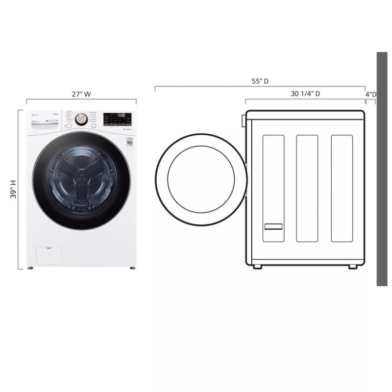 LG 4.5 Cu. Ft. Ultra Large Capacity Front Load Washer - White - White (WM4000HWA)