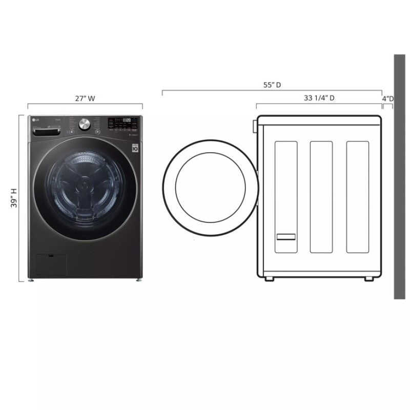 LG 5.0 Cu. Ft. Mega Capacity Smart Wi-fi Enabled Front Load Washer With Turbowash™ 360° And Built-in Intelligence - Black Steel (WM4200HBA)