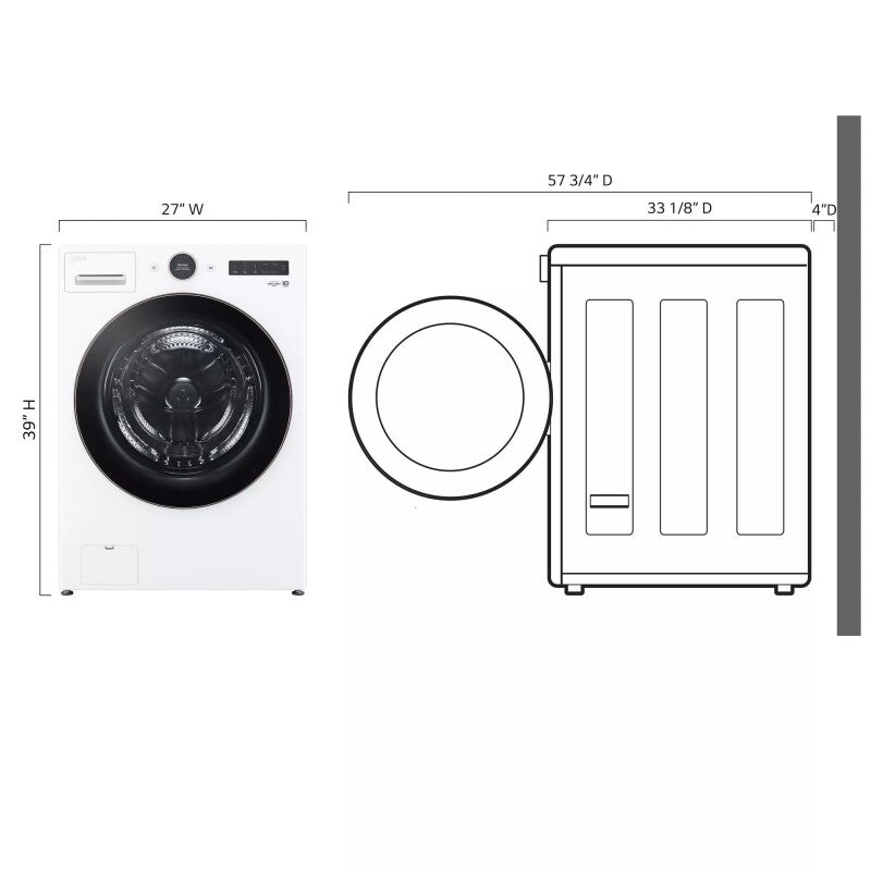 LG 5.0 Cu. Ft. Mega Capacity Smart Front Load Energy Star Washer With Turbowash® 360° And Ai Dd® Built-in Intelligence - White (WM6500HWA)