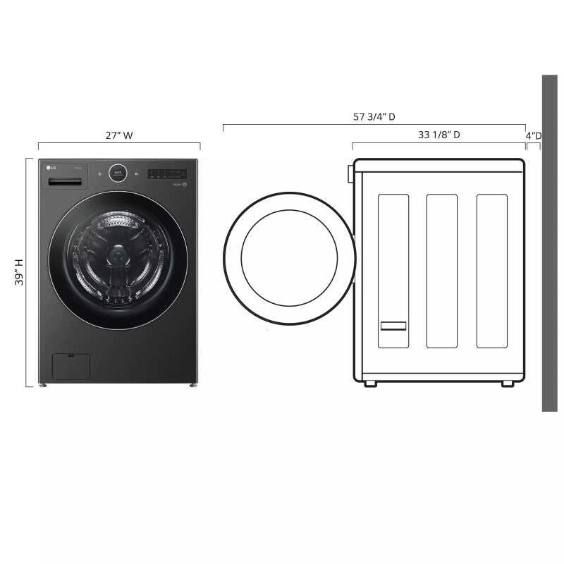 LG 5.0 Cu. Ft. Mega Capacity Smart Front Load Washer With Ai Dd® 2.0 Built-in Intelligence & Turbowash® 360° - Black Steel (WM6700HBA)