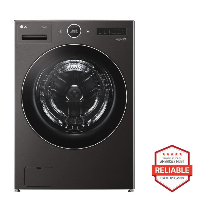 LG 5.0 Cu. Ft. Mega Capacity Smart Front Load Washer With Ai Dd® 2.0 Built-in Intelligence & Turbowash® 360° - Black Steel (WM6700HBA)
