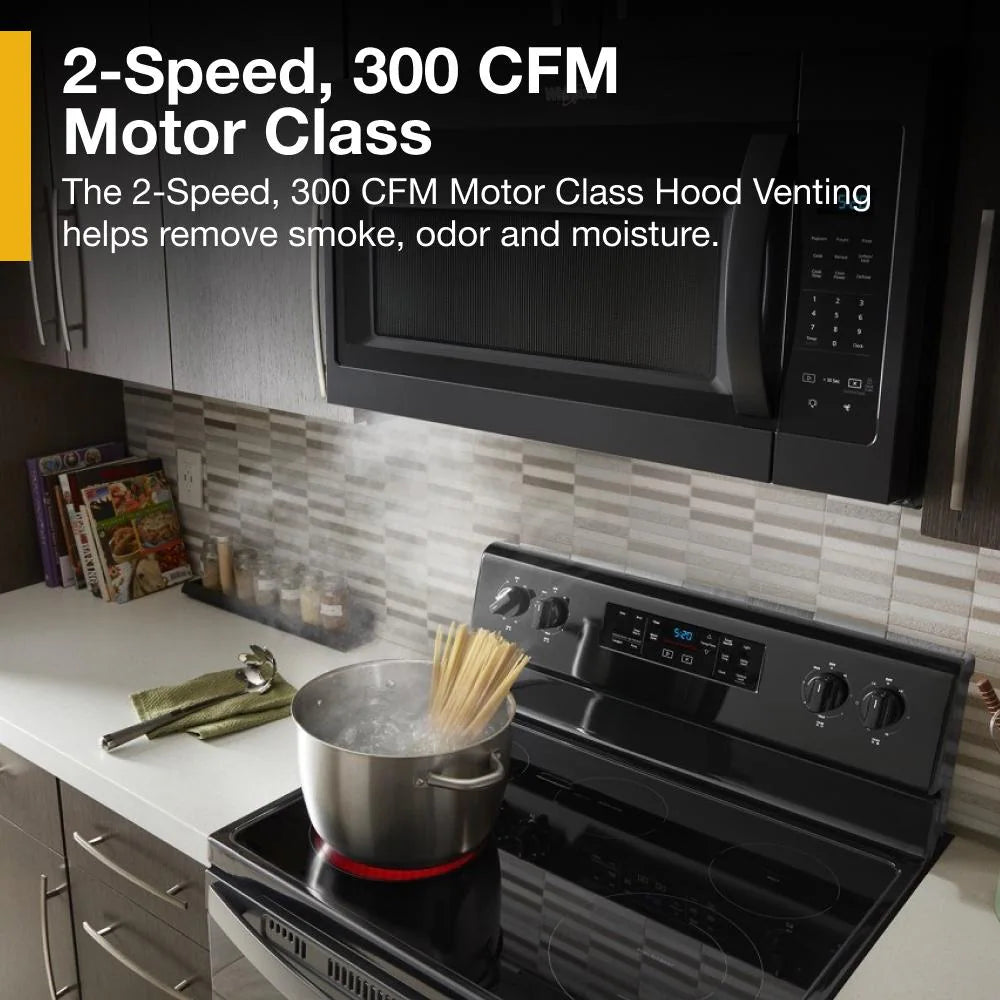 WHIRLPOOL 1.7 cu. ft. Microwave Hood Combination with Electronic Touch Controls - Black (WMH31017HB)