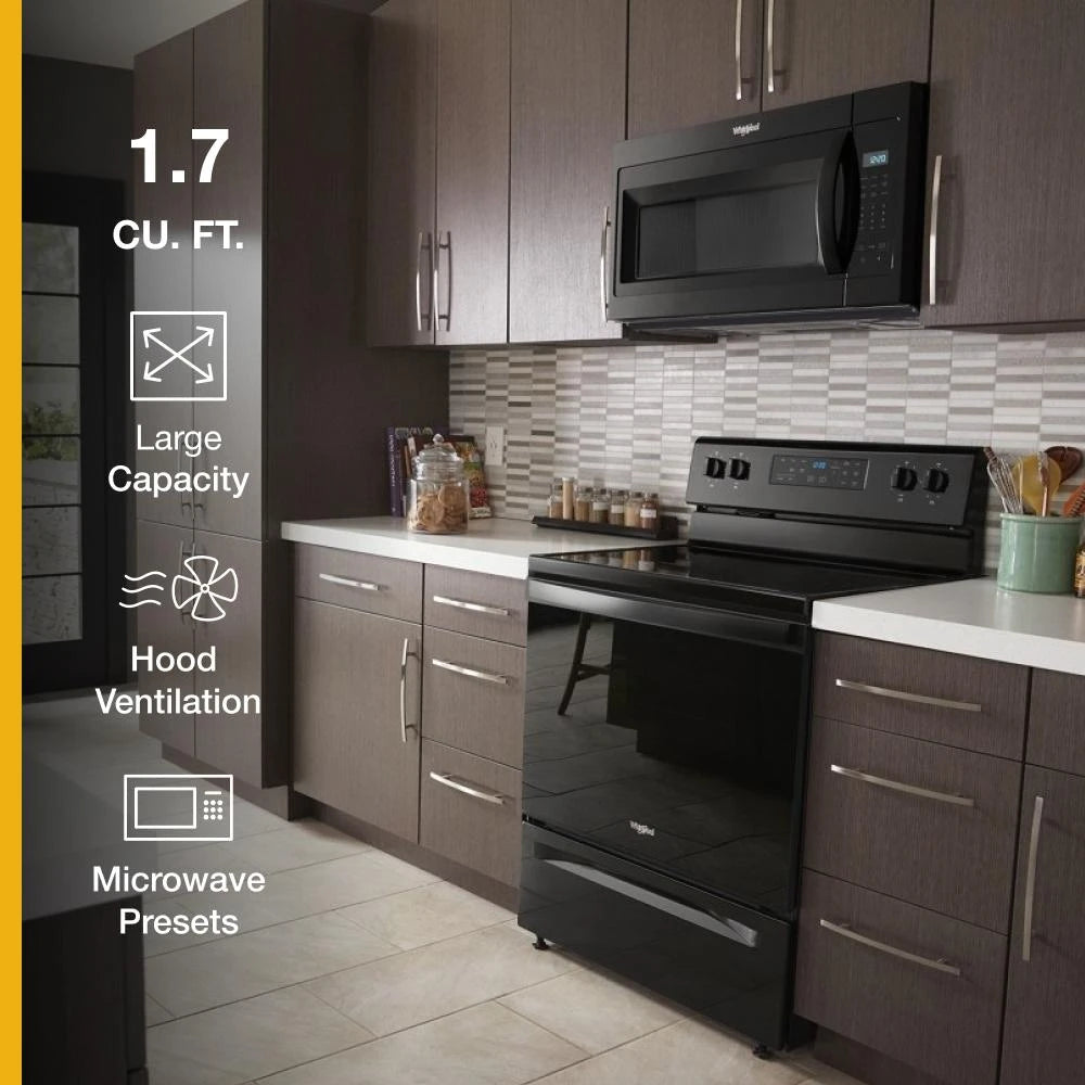 WHIRLPOOL 1.7 cu. ft. Microwave Hood Combination with Electronic Touch Controls - Black (WMH31017HB)